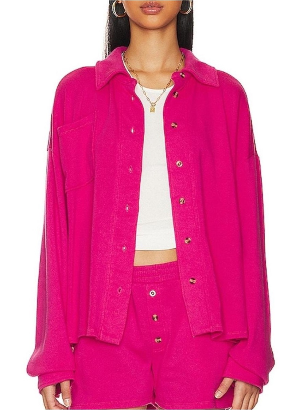 Chaser Hot Pink Button-Up Top
